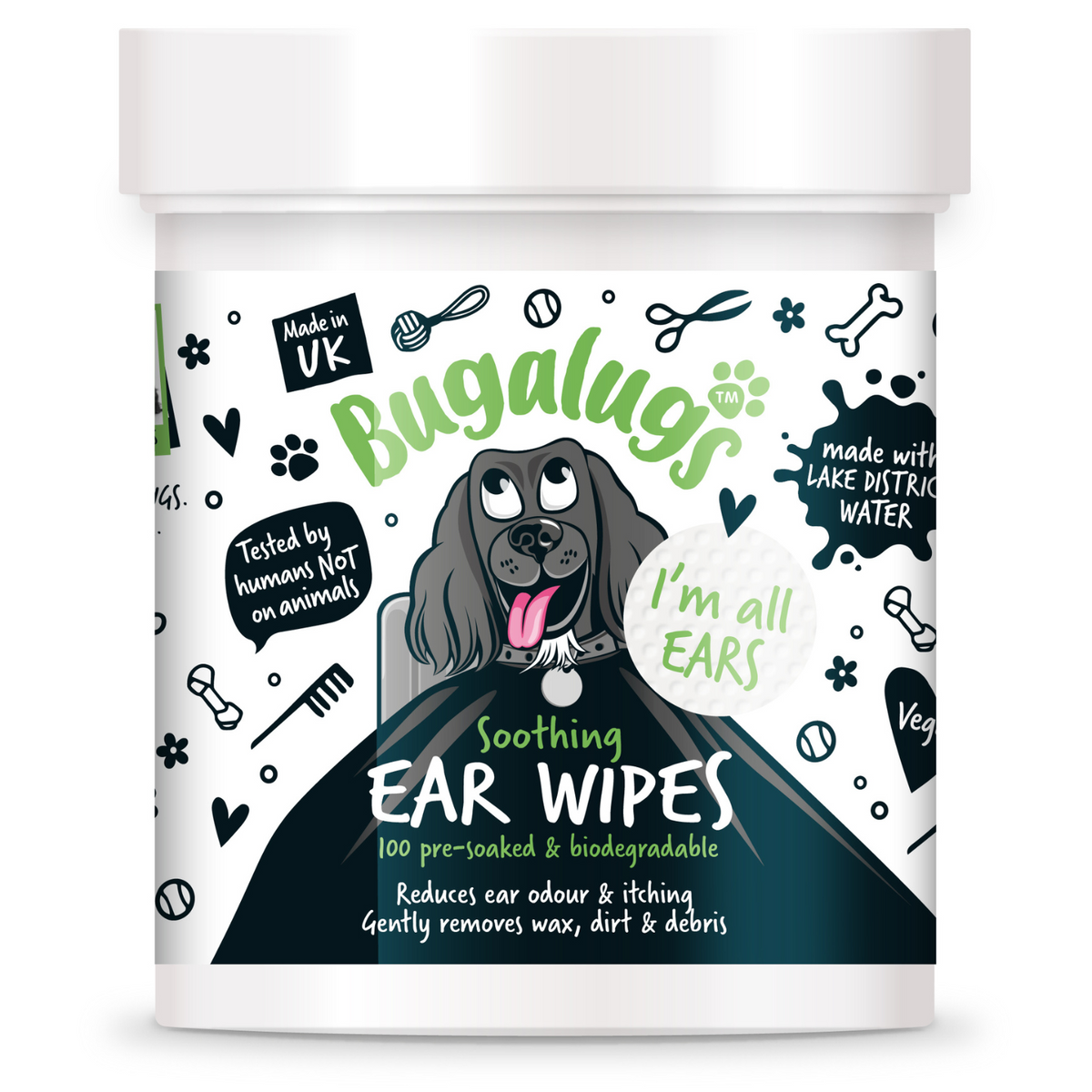 Bugalugs Soothing Ear Wipes for Dogs (100 Wipes)
