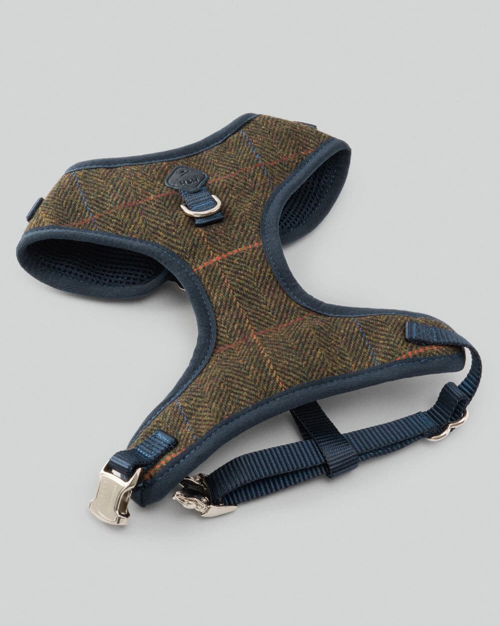 Hugo & Hudson green check tweed dog harness