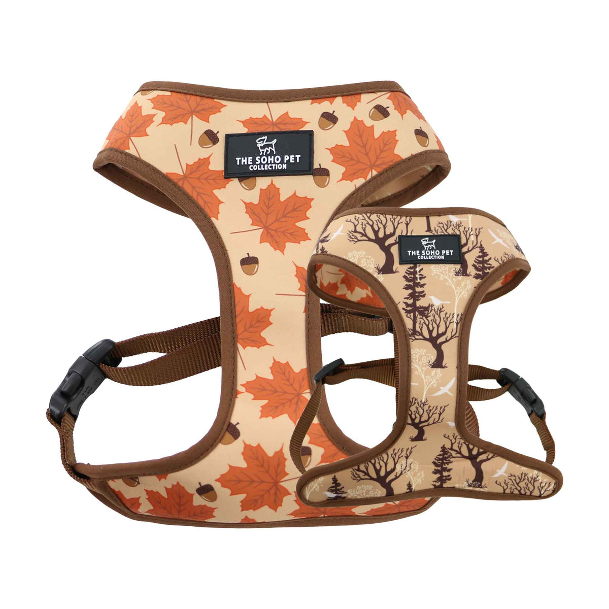 Ancol woodland and autumn leaf print reversible dog harness