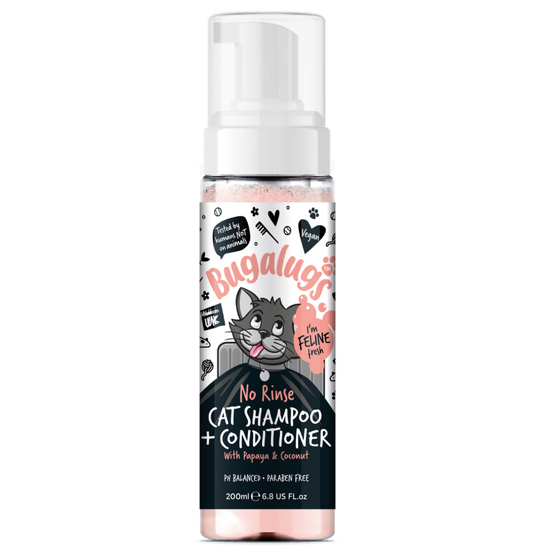 Bugalugs No Rinse Cat Shampoo & Conditioner – Papaya & Coconut (200ml)